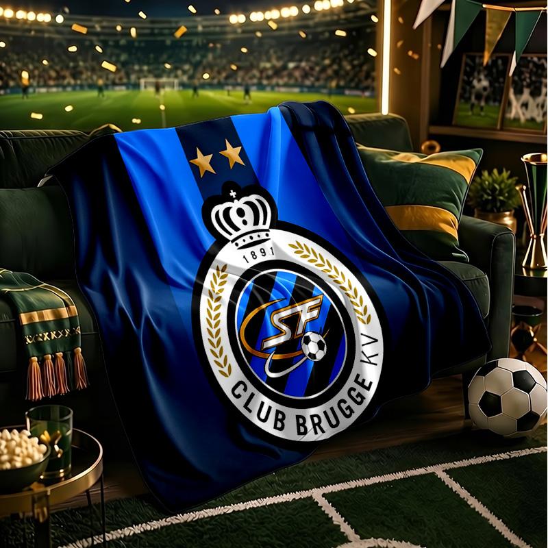Coperta con stemma Club Brugge FC Coperte in flanella Peluche per divano letto Regali per uomini donne Coperta da viaggio per picnic Regali di Natale per tifosi