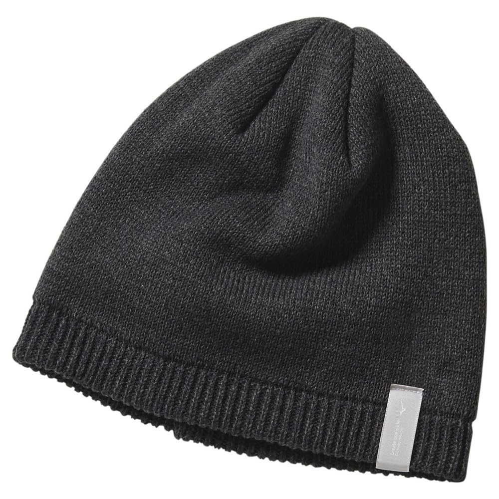 Mizuno Breath Thermo Knit Logo Winter Knit One Size Fits Most Cap, Heat-Generating Material, Name, Hat, Black,