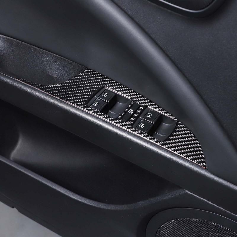 For Seat Leon 2008-2012 Soft Carbon Fiber Car Window Lift Switch Panel Cover Trim Sticker Interior Accessories 4 Pcs
