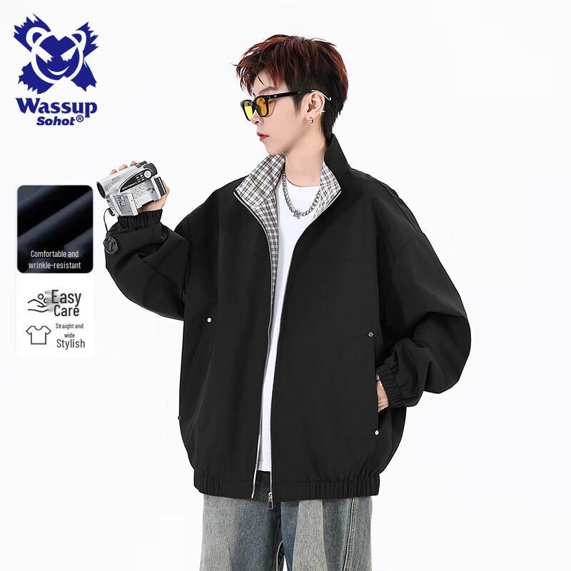 Wassup Sohot Men's Plaid Casual Lapel Jacket