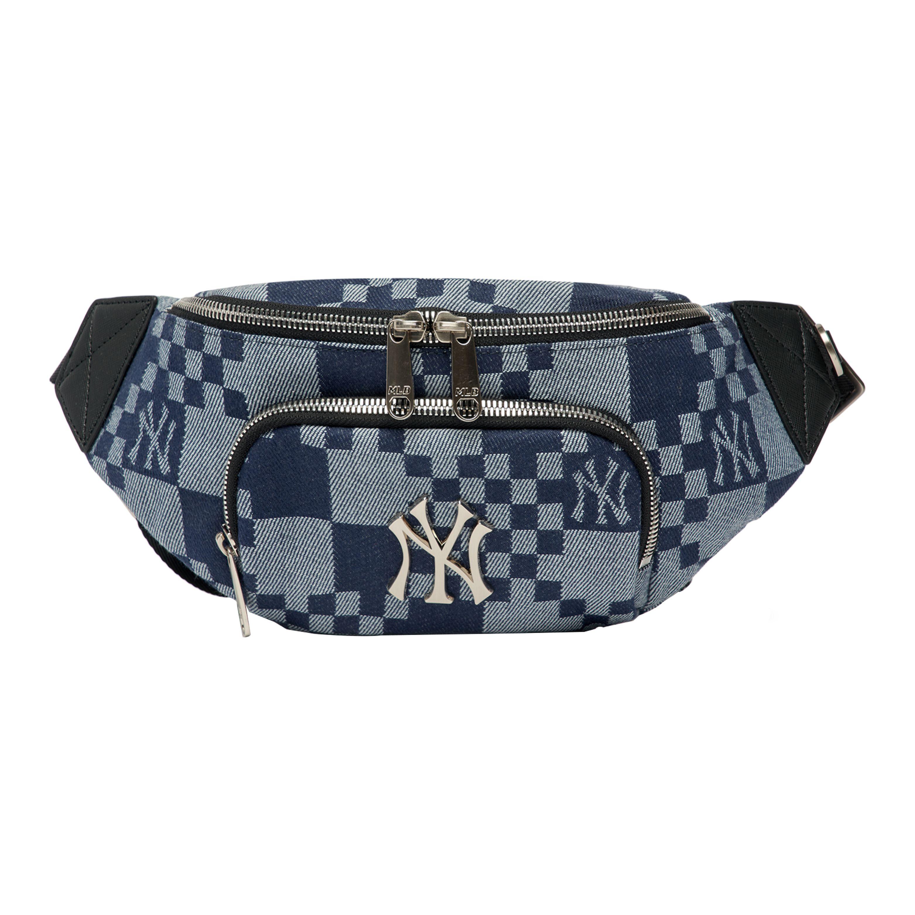 MLB New York Yankees Checkered Synthetic Leather Waist Bag Unisex Waist Bag Denim-Blue 3AHSM082N-50NYD Denim Blue