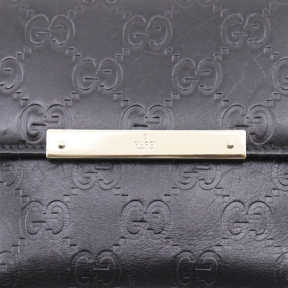 Gucci GG Bi-Fold Wallet 112664 Black Sima Leather Women Used