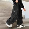 Boys Cargo Pants Children Spring Casual Trousers Children Autumn Straight Loose Pants Teenager Solid Color Wide-leg Clothing