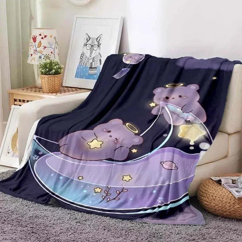 Schattige Bubu en Dudu Serie Deken Cartoon Print Kinderen Warm Flanel Zacht Comfortabel Huis Reizen Deken Bed Deken Verjaardagscadeau