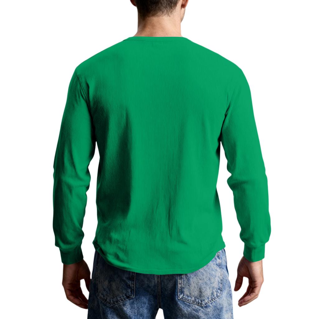 Men's Casual Knit Button-Up Long-Sleeve Shirt