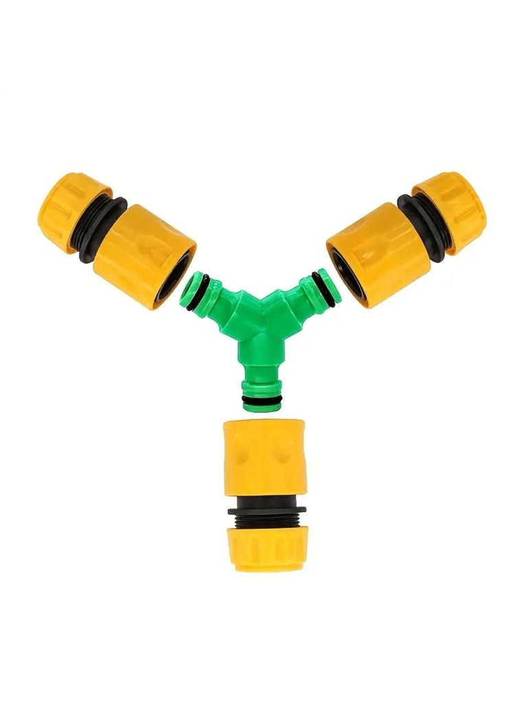 PVC 3-Way Hose Splitter Quick Connector Green Garden Water Pipe Adapter, Car Wash & Irrigation Tool for Outdoor Gardening Suppli