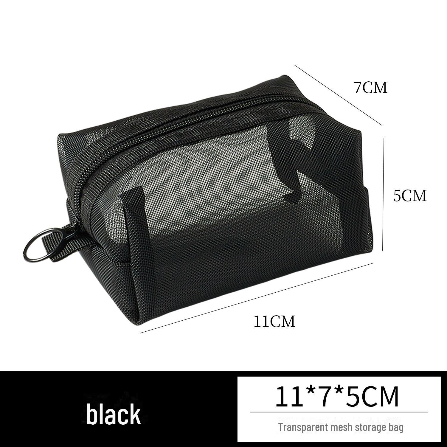 

Компактный сетчатый органайзер: Мини-сумка для хранения монет, наушников, кабелей и помады с застежкой-молнией. чёрный