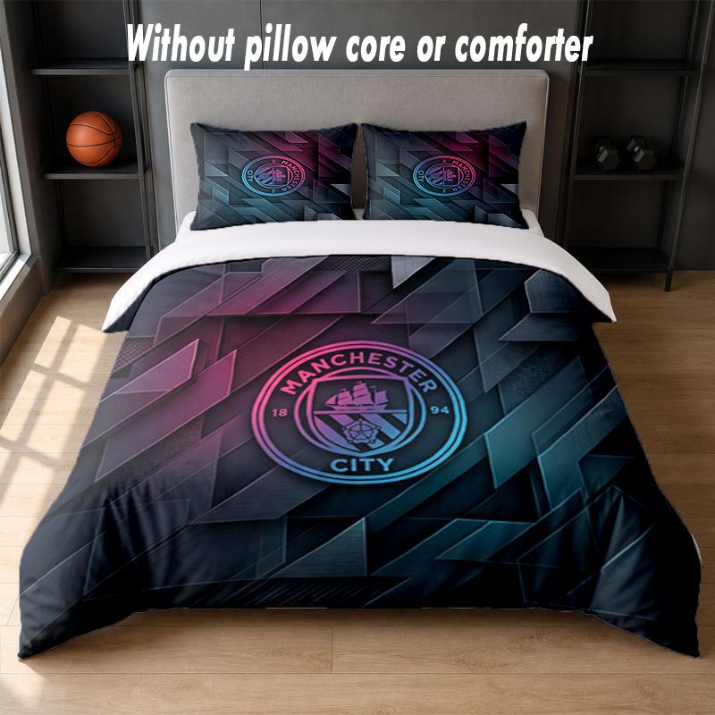 Manchester City Design Bett Bettwäsche Set 1 Bettbezug + 2 Kissenbezüge Weich Atmungsaktiv Haushalt Bettwäsche
