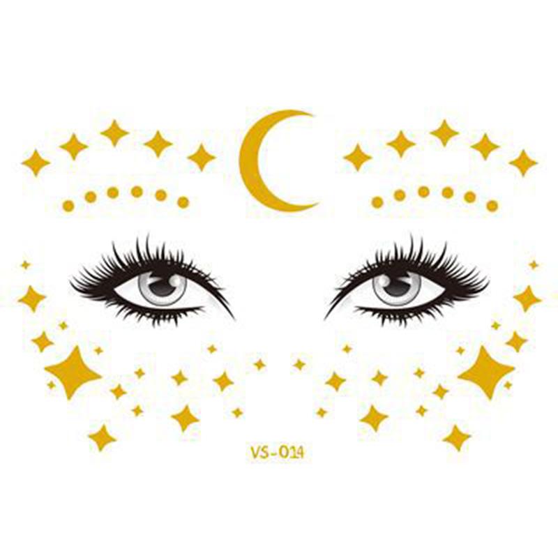 Pegatinas de purpurina para tatuajes faciales, tatuajes temporales metálicos dorados, calcomanías de maquillaje impermeables para chicas, fiestas, festivales de música