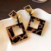 Silver Needle Rhombus Leopard Print Earrings - Retro Design Dangle Earrings, Light Luxury and Versatile