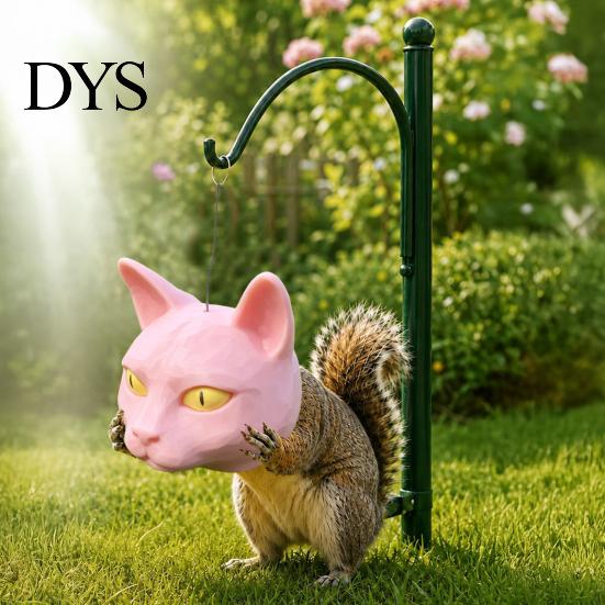 Squirrel Snack Holder Cat Head Feeder, Funny Animal Face, Outdoor Hanging Plastic Wildlife Feeder Garden Feeding Station for Backyard Patio Decor Face