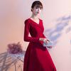 Burgundy Toast Bridal Dress: Versatile Wedding Dress and Everyday Wear for Women, Suitable for Spring and Autumn.