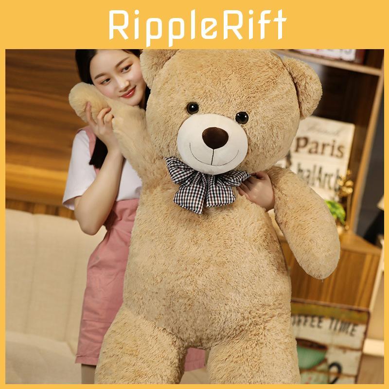 Bear Teddy Oversized Plush Toy With Checkered Bow Decoration For Gift Kids