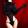 Women Glove Sleeve High Cut Bodysuit 5D Oil Glossy Shiny Open Crotch Tights Elastic Yoga Shaping Maid One Pieces Thong Leotard