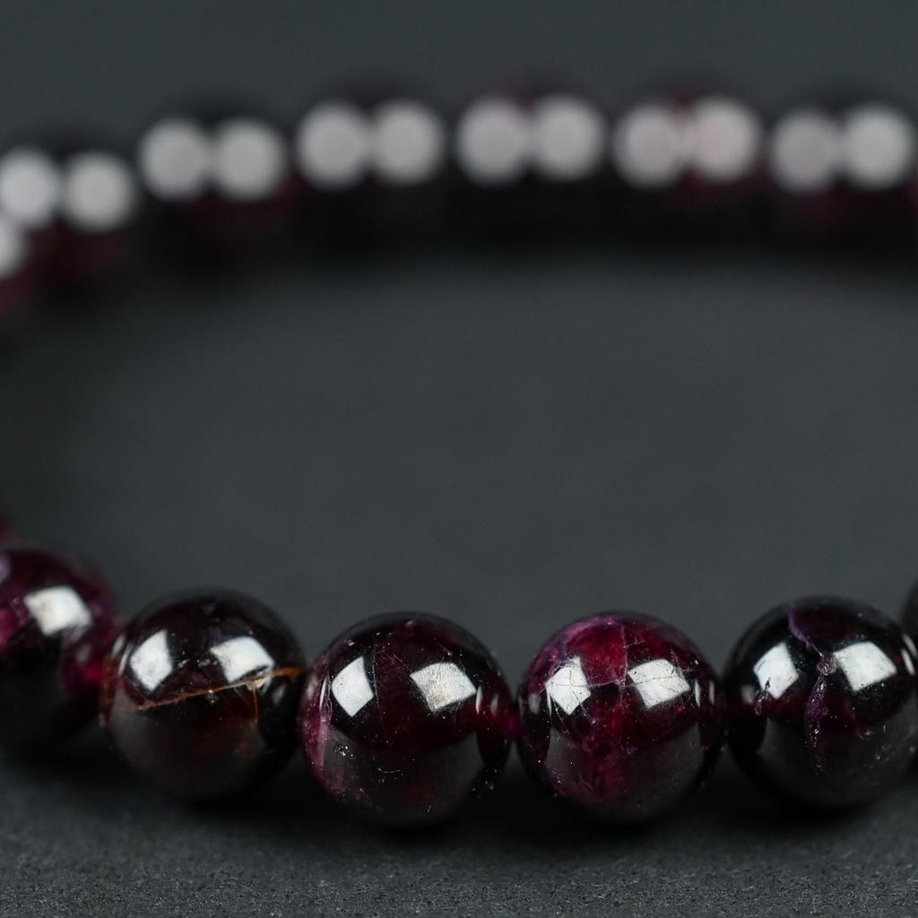 Eigado Garnet 24 Inner Good Luck January Natural Power Stone Bracelet, Beads, 7.5mm, Diameter Approx. 16cm, Charm, Birthstone, Stone,
