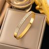 Bracciale da donna in acciaio al titanio con diamanti, placcato oro, non sbiadisce, intarsio di zirconi, alta gamma, semplice, versatile gioiello in acciaio inossidabile