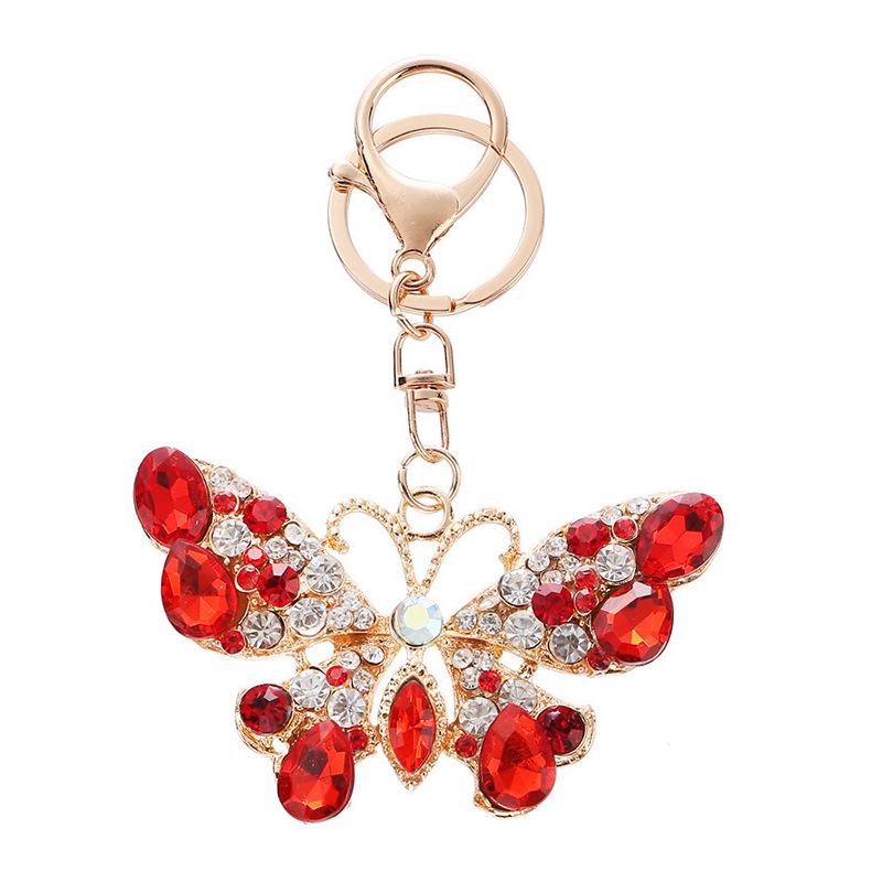 European & American Creative Rhinestone Butterfly Keychain: Unique Metal Moth Insect Charm for Backpack