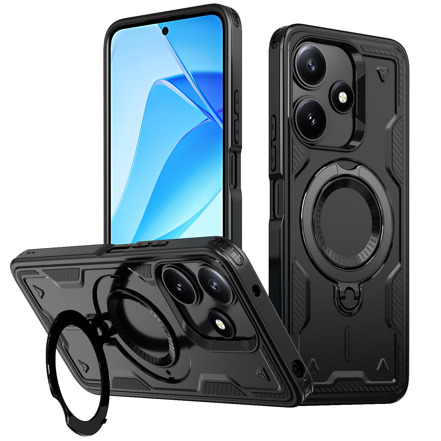 

For Xiaomi Poco M6 Pro Plus C65/Redmi 13C/Redmi 13 12/Note 13R 12R Rotating magnetic ring holder, phone case protective cover Redmi 12 5G