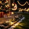 Solar Pathway Lighting for Lawn Christmas Santa Claus Moon Garden Stake Light, Waterproof Crescent Decorative Lighted Stakes LED Light Outdoor