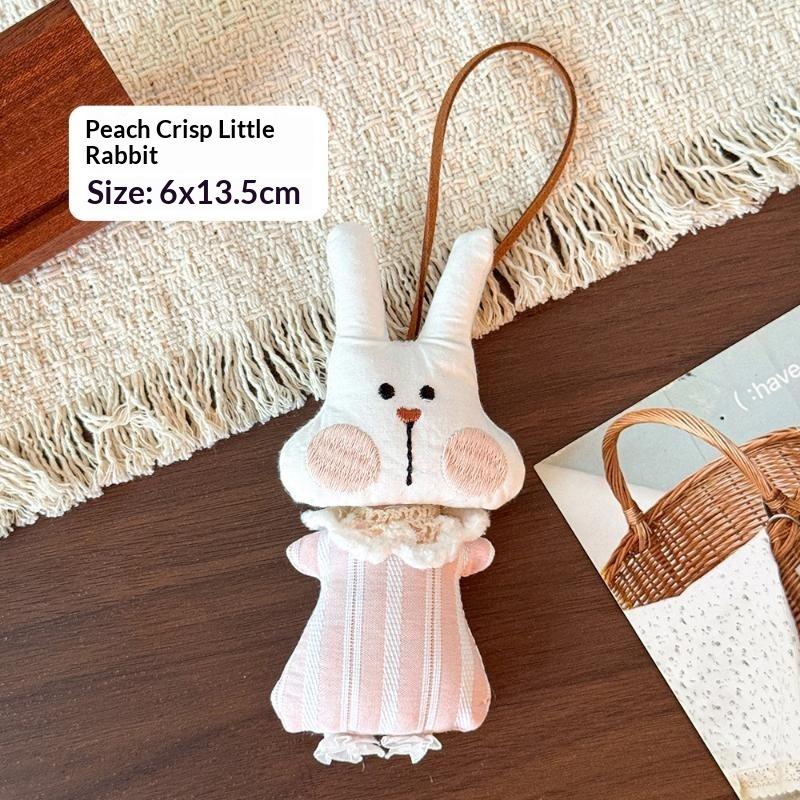 Cute Fabric Bunny Cartoon Pendant Cute Bag Charm Practical Handmade Fabric Key Chain For Car Rearview Mirror Backpack