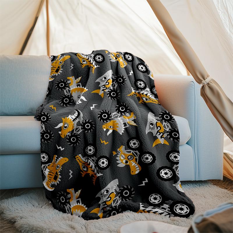 Truck Theme Printed Blanket - Perfect for Couch, Bed, Travel & Outdoor Use | Machine Washable, Cozy & Durable.