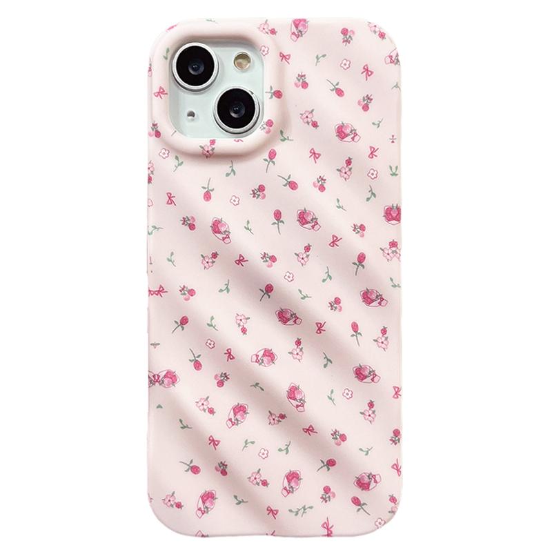 

For iPhone 15 Pro Case Pink Floral Pattern TPU Phone Cover Type A