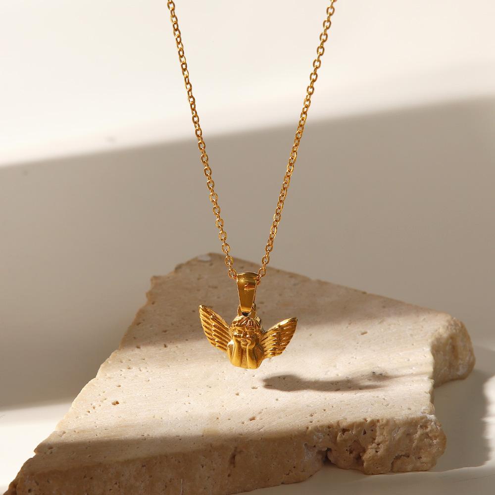 Youthway Popularity Metal Angel Pendant Necklace Stainless Steel Waterproof Chain Gold Plated Charm Jewelry  New