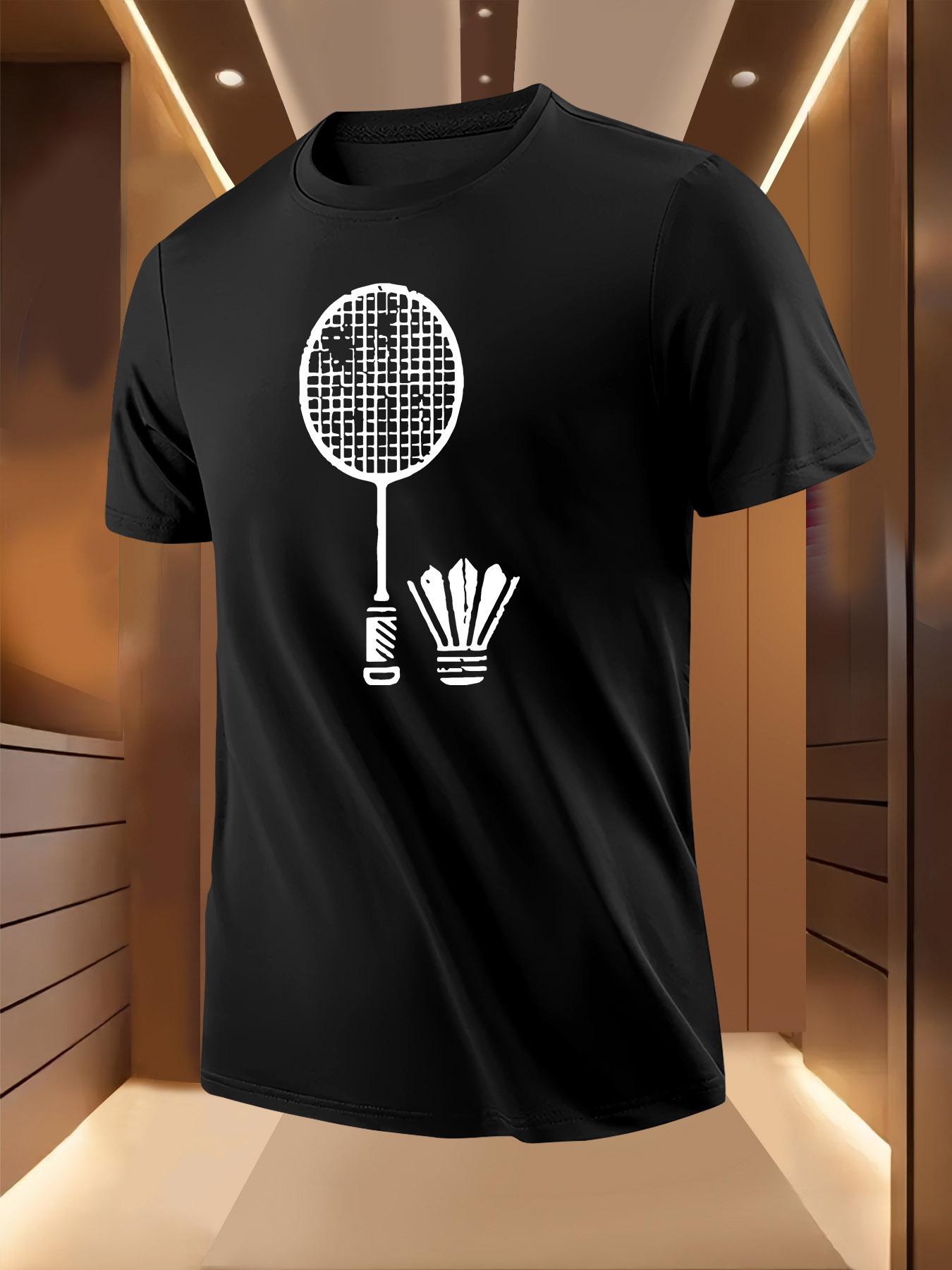 Retro Tennis Graphic Print Tshirt - Black Casual Short Sl... S