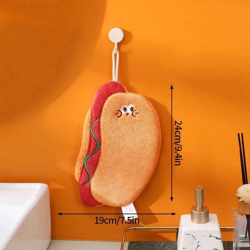 Thickened Cartoon Hand Towel Coral Fleece Bathroom Kids Wash Hand Cloth Kitchen Hanging Towel Super Absorbent Rag Handkerchief
