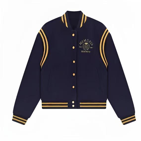 Unisex Retro Embroidered Color Block Baseball Jacket - Slimming & Versatile for Autumn/Winter