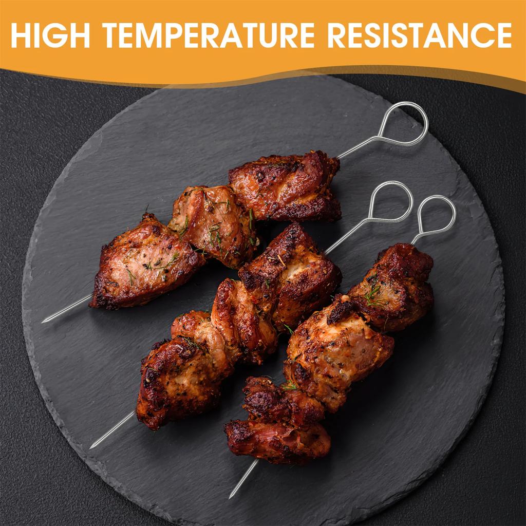 12 Pcs BBQ Barbeque Skewers Needle Clip Utensil Fork Iron Outdoor Traveling Tools hight temperature resistance BBQ Accessories