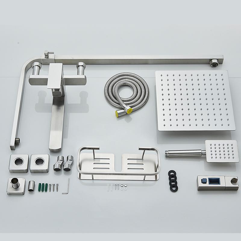 Brushed Nickel Bathroom Shower Set Hot Cold Bathtub Mixer Faucet Quality Brass Bathroom Shower Tap Rainfall Bath Shower System