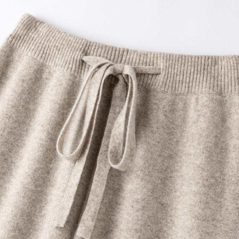 Australian Wool Wide Leg Pants - Women's Autumn/Winter Straight Leg Cashmere Knit Floor-Length Trousers