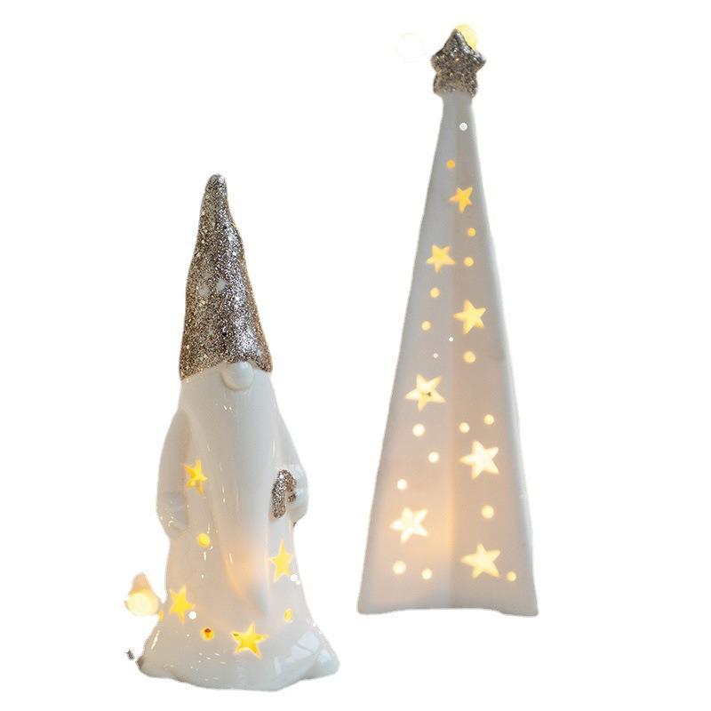 Christmas decoration Children's Christmas luminous lights Ornaments Home desktop ornaments Ceramic Christmas gifts