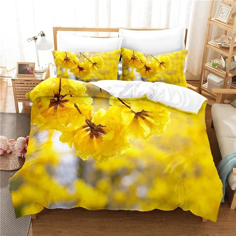Print White Dandelion Sunflower Bedding King  Bedroom Quilt Cover Set Black Blue Duvet Set Pillowcases Decorative Set