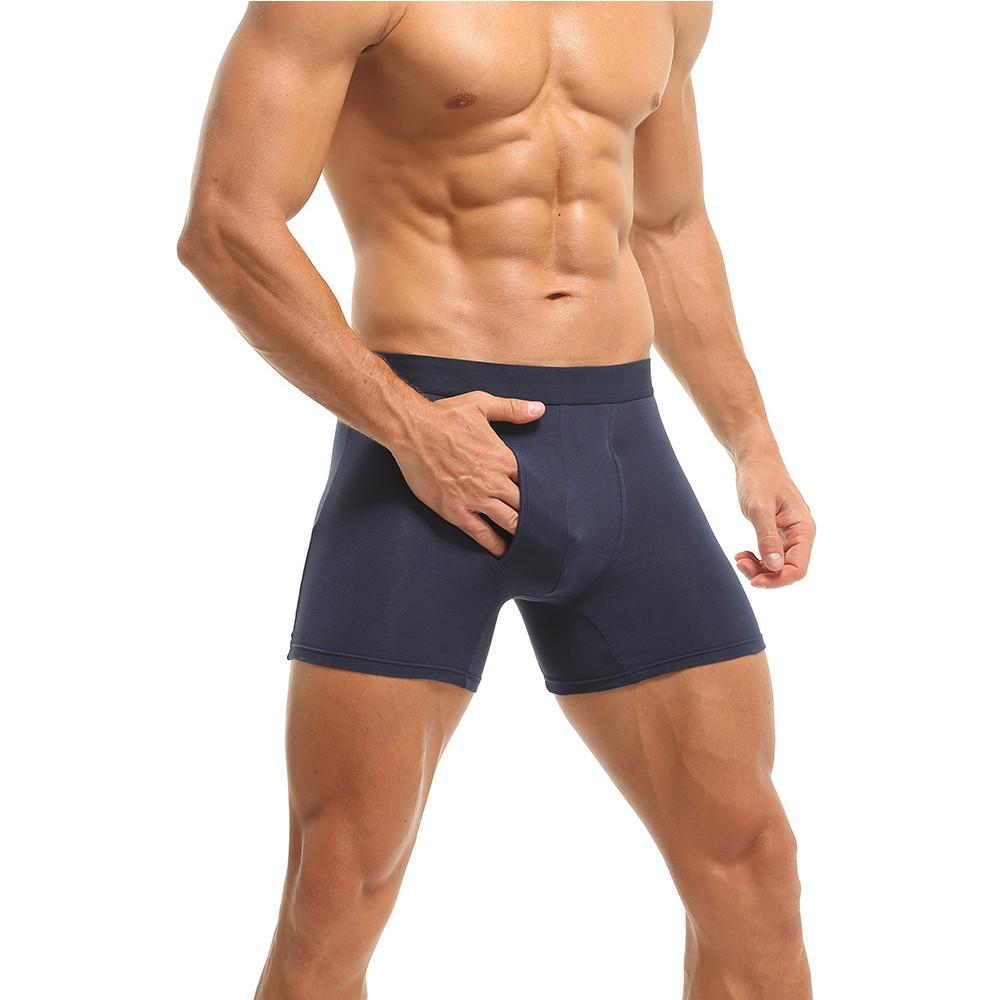 British Style Men's Breathable Cotton Boxers - Plain Color & Relaxed Fit