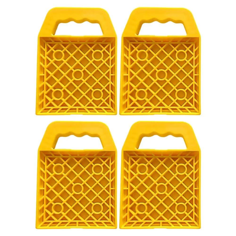 4pcs RV Stabilizer Leveling Jack Block Pads with Easy Carry Strap - UV Resistant for Camper Caravan Trailer Anti Slip RV Blocks жёлтый