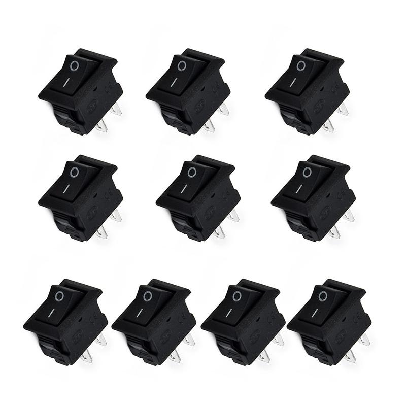 10Pcs 12V Round Rocker Switch AC 6A/250V For Car Boat Automotive RV Black With Pre-soldered Wires Auto Car Truck Boat Round