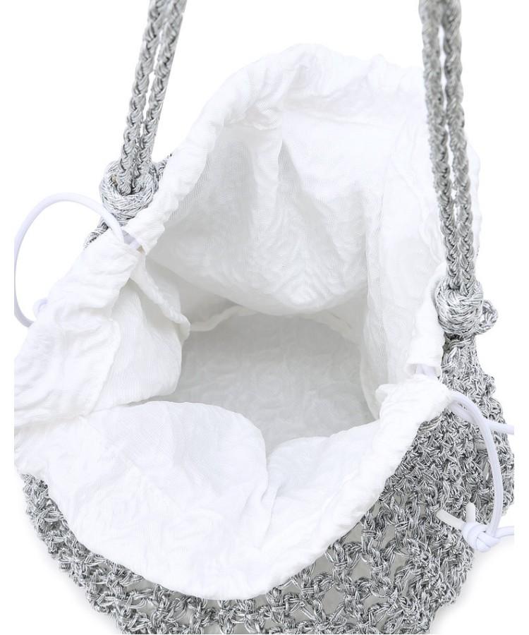 Athe Vanessabruno Silver Metal Knitting Shoulder Bag M Aaba6E811Sv