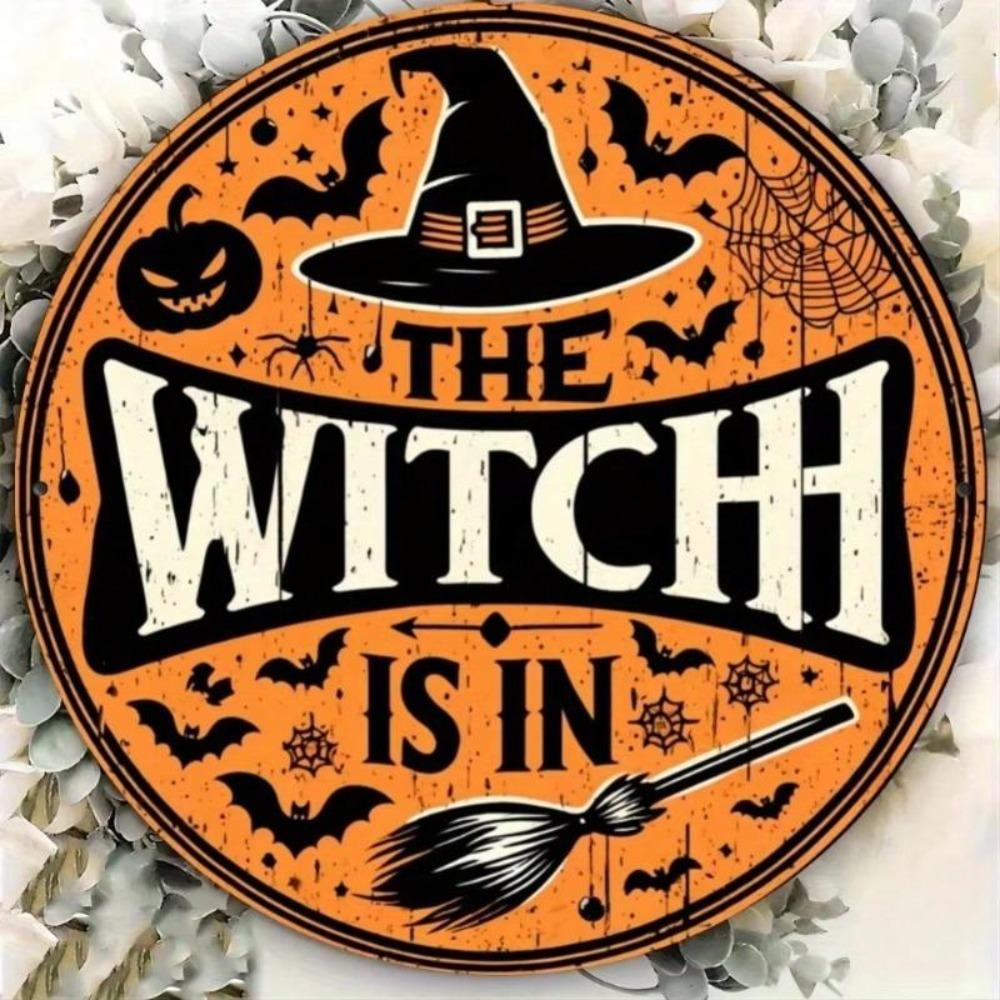 Iron Halloween Witch Metal Wall Art 2D Engraved Bar Cafe Decor