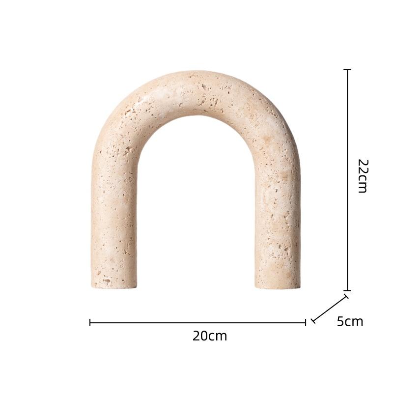 Natural Marble Sculpture Geometric Arch Semicircular Arch Ornament Yellow Cave Stone Decorative Figurines Living Room Decoration