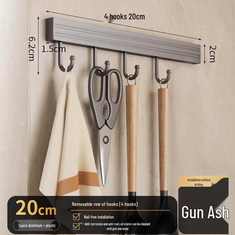 Multi-Functional Wall-Mounted Kitchen Hook Rack for Utensil Storage