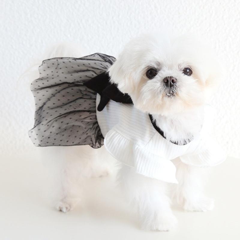 Luxury Dog Dress for Small Dogs Spring Dog Clothes Black Bow Pet Puppy Vest Cat Princess Skirt Chihuahua Bichon Pet Dog Apparel