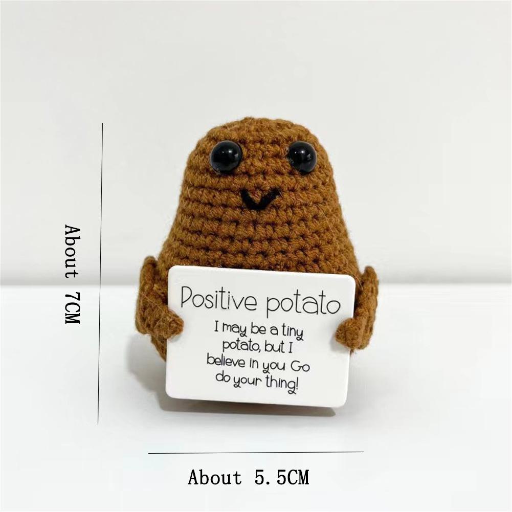 Positive Knitting Potato Doll Decoration with Card Positive Potato Doll for Birthday Party Office Decoration Good Luck Gifts