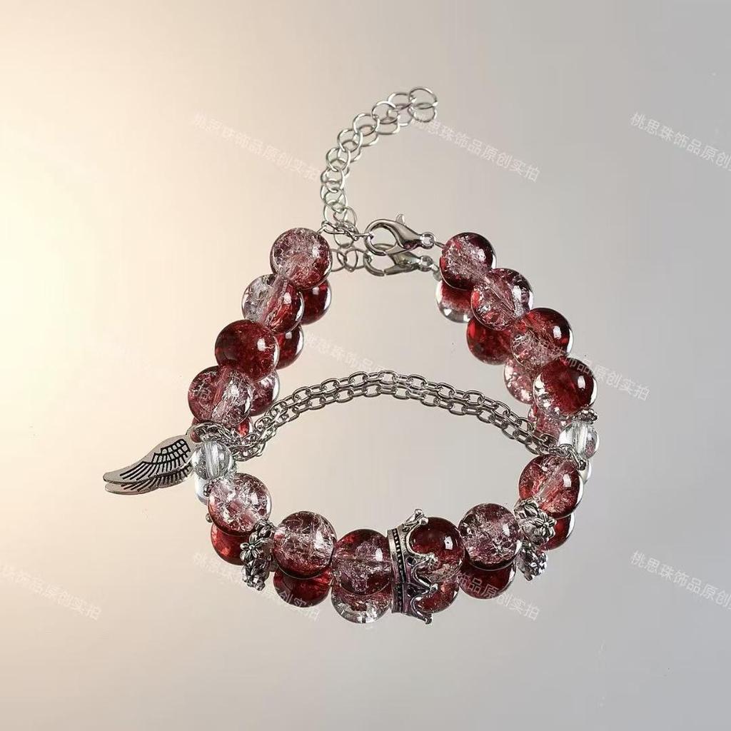 Charming Pink Crystal Floral Bracelet - Court Style Dream Gift for Girlfriend