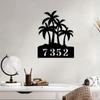 Metal Art Coconut Tree Sign House Number Custom Name Plate Wall Decor Indoor Outdoor
