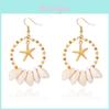 Bohemian Shell Earrings With Geometric Starfish Pendant For Women Summer Casual Wear