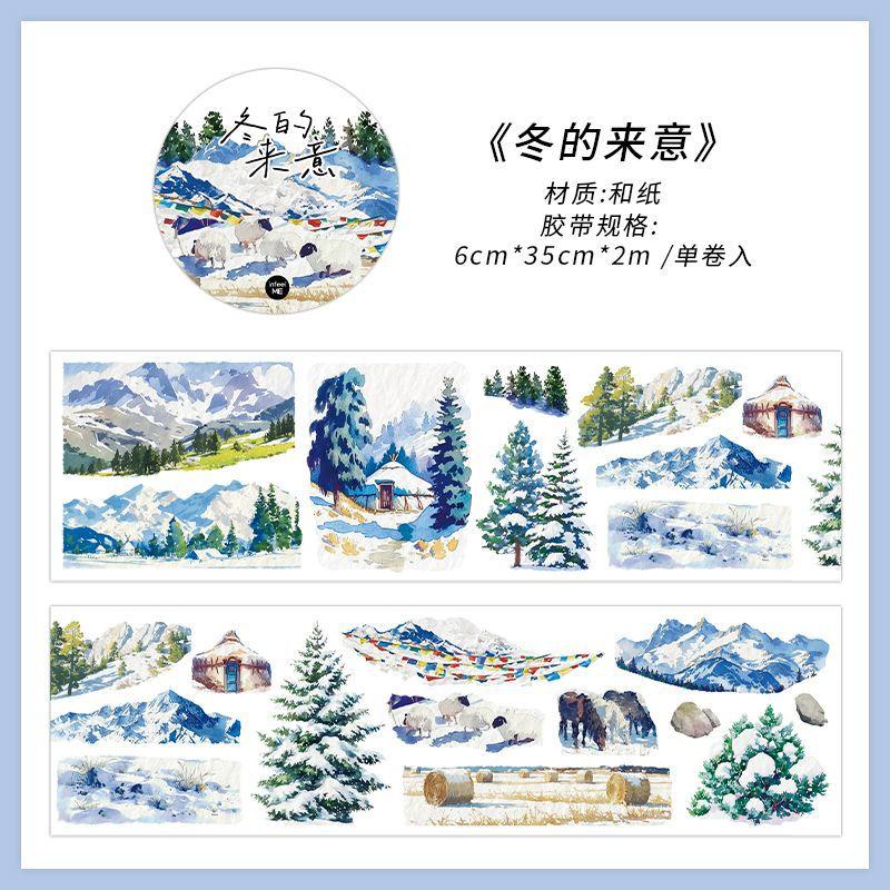 Office School Supplies Slow Season Series Washi Tape Ins Winter Snow Scene Hand Tent Diy Decoration Kawai Stationery Lovely