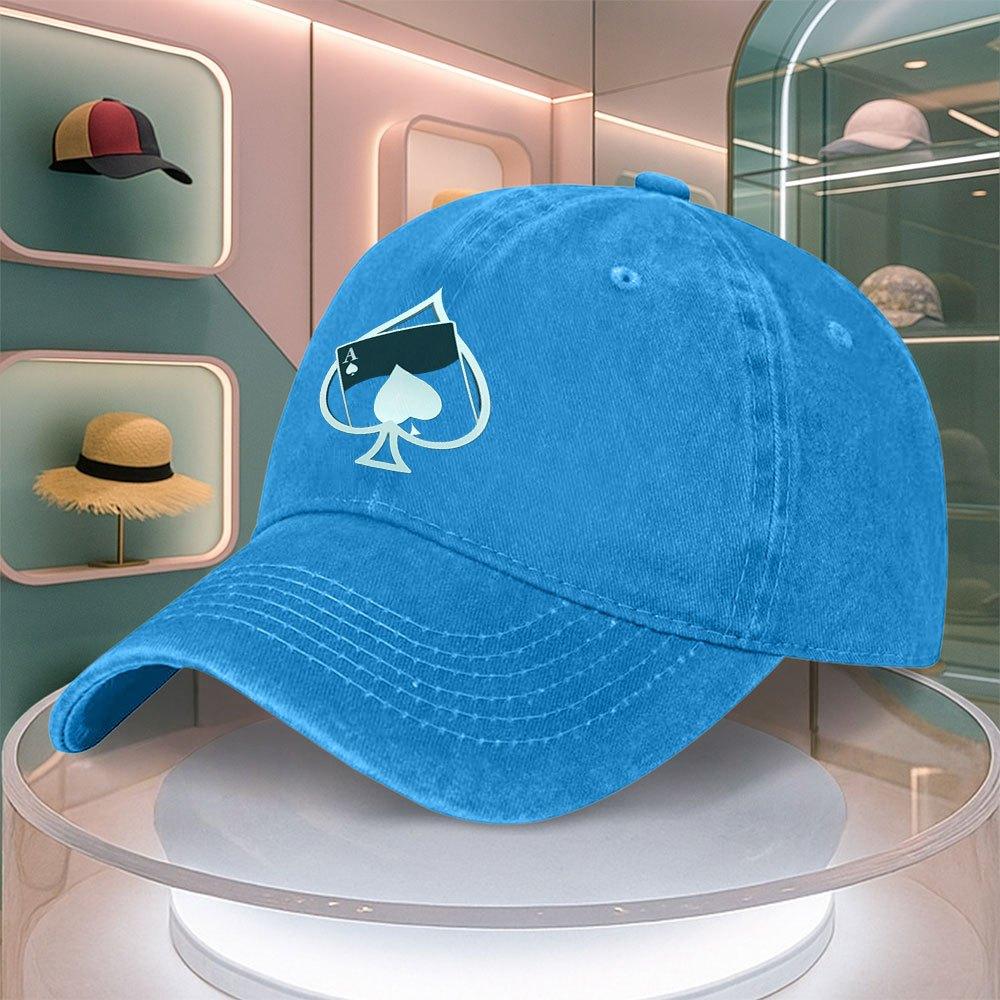 Spade Poker Card Print Mens Baseball Cap Curved Brim Dad Hat Adjustable Duck Tongue Cap Multiple Colors