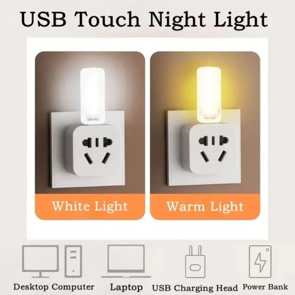 Portable PC USB Night Light 5V Power 3000K/6500K Touch Dimming Light Dimmable Function 10 LEDs Plug In Light Study Lamp